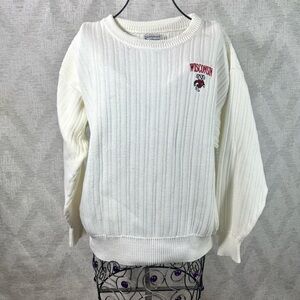 VTG wisconsin active sportswear white knit embroidered logo sweater size XS